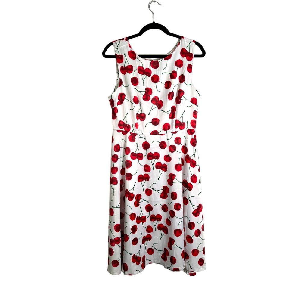 Acevog Retro Cherry Dress Women's Small A Line Sleeveless Sundress Fruit Pattern